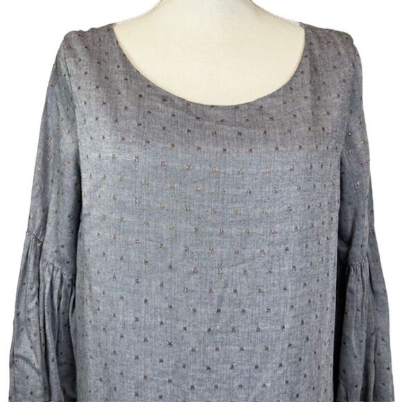 Paper Crown Copper Dot Maternity Dress Prairie Style Baby Doll Gray Size Med - Picture 3 of 15